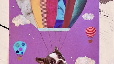 Hot air balloons with a Boston terrier