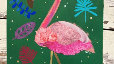 Flamingo in the deep jungle